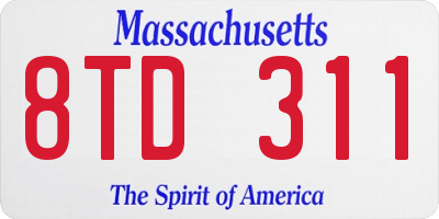 MA license plate 8TD311
