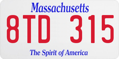 MA license plate 8TD315