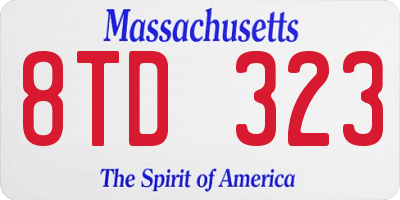 MA license plate 8TD323