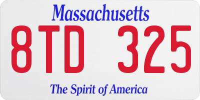 MA license plate 8TD325