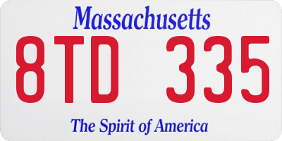 MA license plate 8TD335