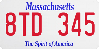 MA license plate 8TD345