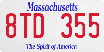 MA license plate 8TD355