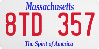 MA license plate 8TD357