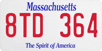 MA license plate 8TD364