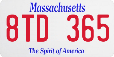MA license plate 8TD365