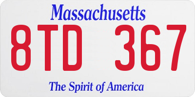 MA license plate 8TD367