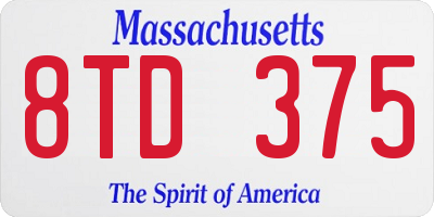 MA license plate 8TD375