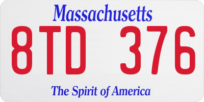 MA license plate 8TD376