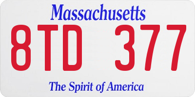 MA license plate 8TD377