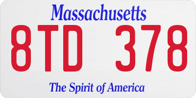 MA license plate 8TD378