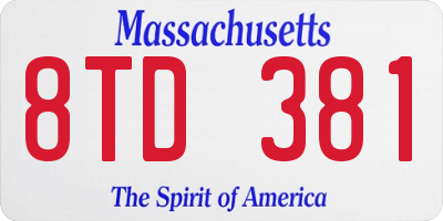 MA license plate 8TD381