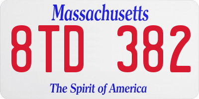 MA license plate 8TD382