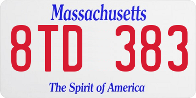 MA license plate 8TD383