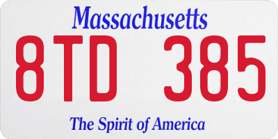 MA license plate 8TD385