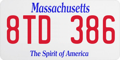 MA license plate 8TD386