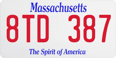 MA license plate 8TD387