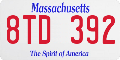MA license plate 8TD392