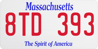 MA license plate 8TD393