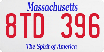 MA license plate 8TD396