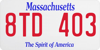 MA license plate 8TD403