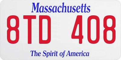 MA license plate 8TD408