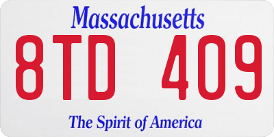 MA license plate 8TD409