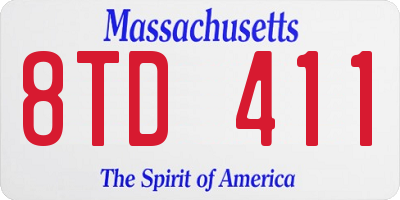 MA license plate 8TD411