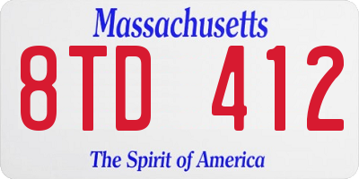 MA license plate 8TD412