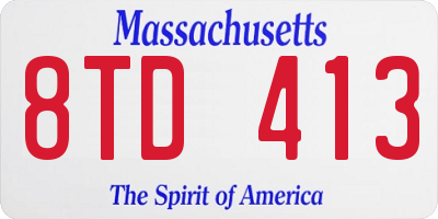 MA license plate 8TD413