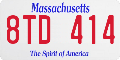 MA license plate 8TD414