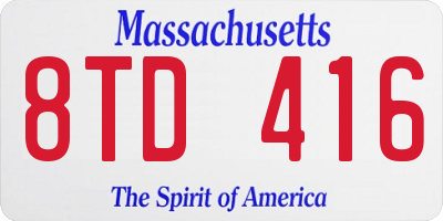 MA license plate 8TD416