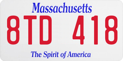 MA license plate 8TD418