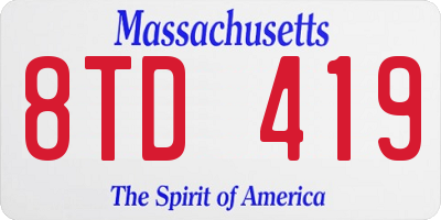 MA license plate 8TD419