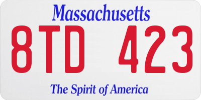 MA license plate 8TD423