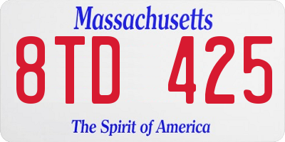 MA license plate 8TD425