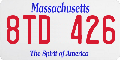 MA license plate 8TD426
