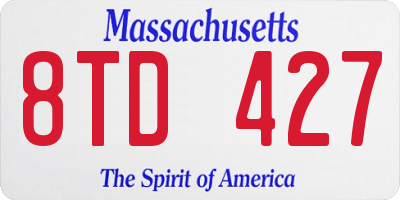 MA license plate 8TD427