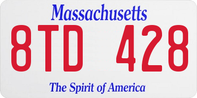 MA license plate 8TD428