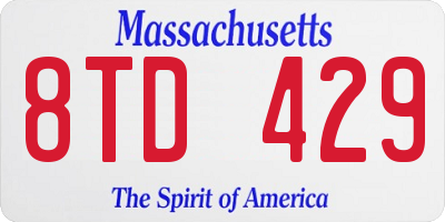 MA license plate 8TD429