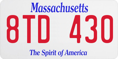 MA license plate 8TD430