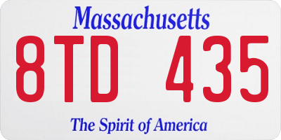MA license plate 8TD435