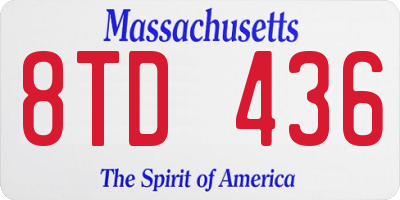MA license plate 8TD436