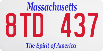 MA license plate 8TD437