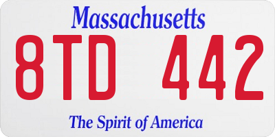 MA license plate 8TD442