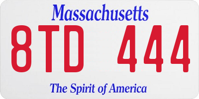 MA license plate 8TD444