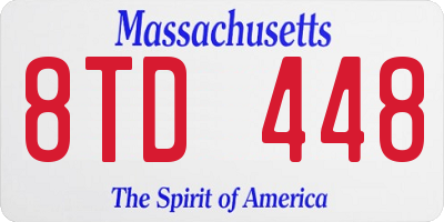 MA license plate 8TD448