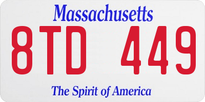 MA license plate 8TD449