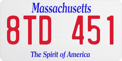 MA license plate 8TD451