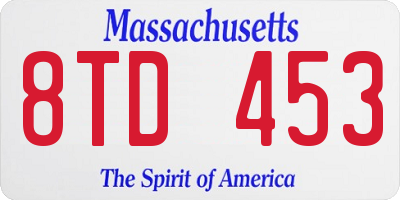 MA license plate 8TD453
